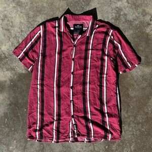Hollister Men's Red Striped Casual Shirt